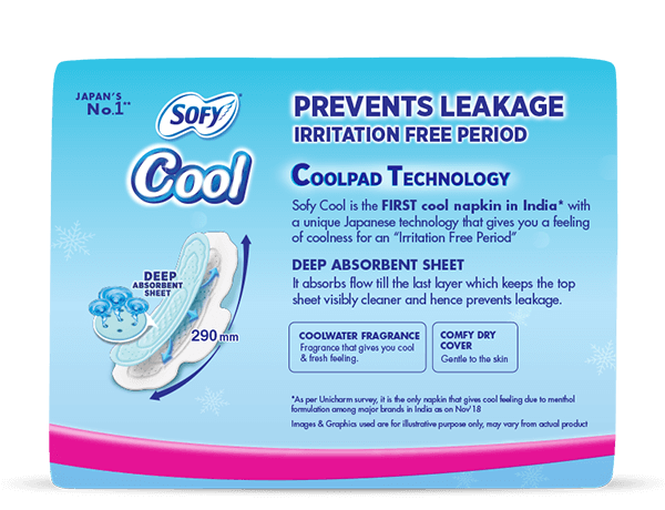 Sofy cool 15p pack for Prevents Leakage Irritation free Period Super XL Cool Sanitary Pads