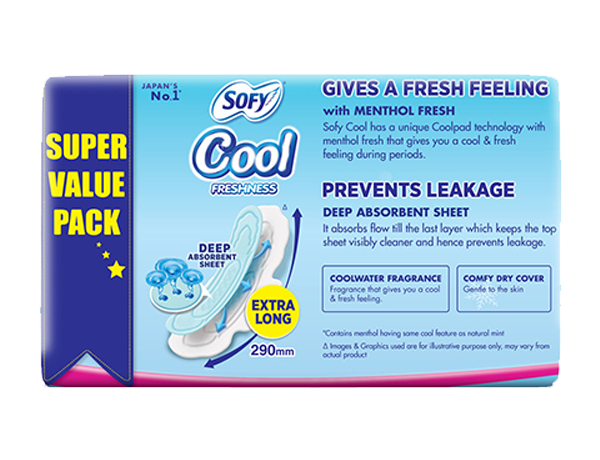 Sofy Cool Extra Long Sanitary Pads 54 Pieces Online - Sofy India