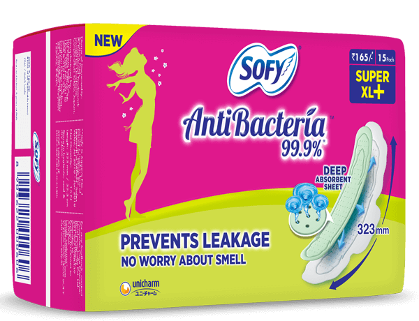 Sofy Antibacteria Sanitary Napkins Super Extra Long XL+ 15pads at Rs 165