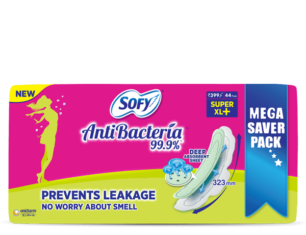 SOFY AntiBacteria Super XL+ Sanitary Napkins '44 Pads' Mega saver pack at Rs 399