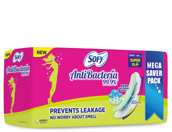 Sofy Antibacteria Sanitary Napkins Mega Saver Pack Super Extra Long XL+ 44pads at Rs 399